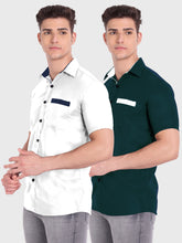 Mens Casual Half Sleeve Silver Button Shirt (Pack 2)